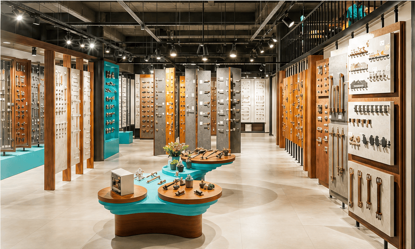 Contemporary hardware showroom interior